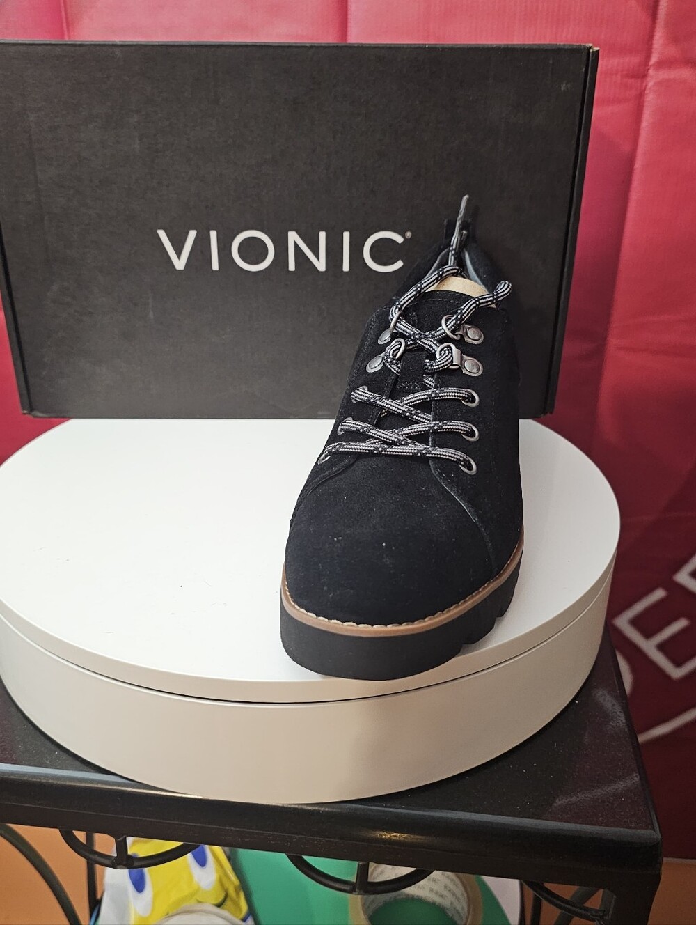 Vionic Black Suede Lug Sole Ankle Boot 8.5 W